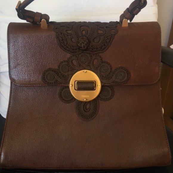 Vintage Brown Unique Design Prada Handbag